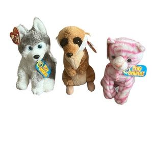 Ty beanie babies bundle of 3 burrows, purry, sledder